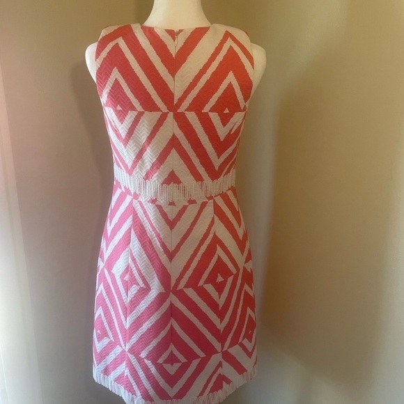 Taylor Sundress, Short 100% Cotton, Sheath, Zigzag print w/ embroidered trim - Picture 9 of 14